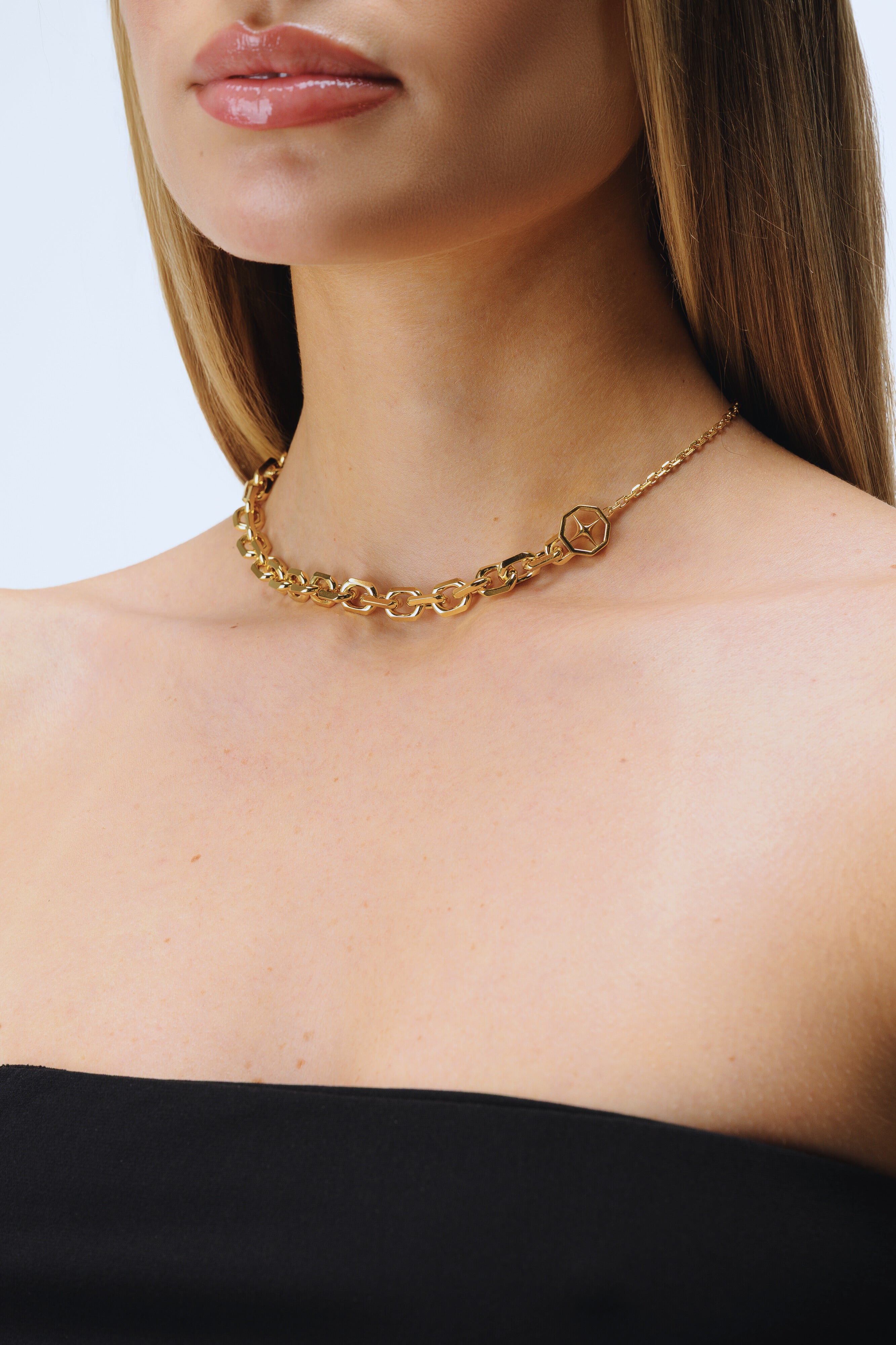 ICON DOUBLE CHAIN OCTAGON NECKLACE
